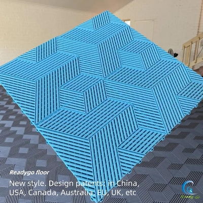 নীল নমনীয় গ্যারেজ মেঝে টাইলস 3D interlocking গ্যারেজ মেঝে ম্যাট